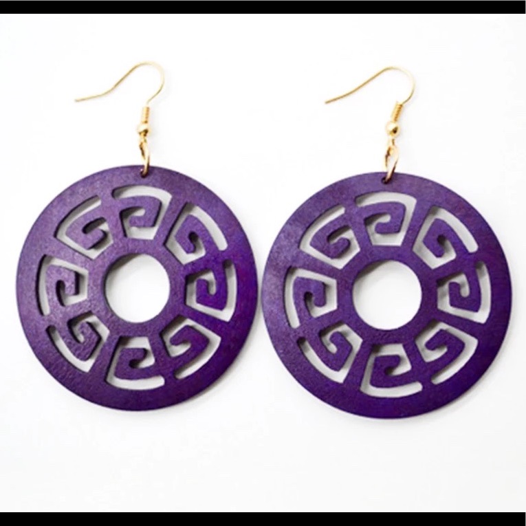 Natural Wooden Hollow Cut Dangle Earrings